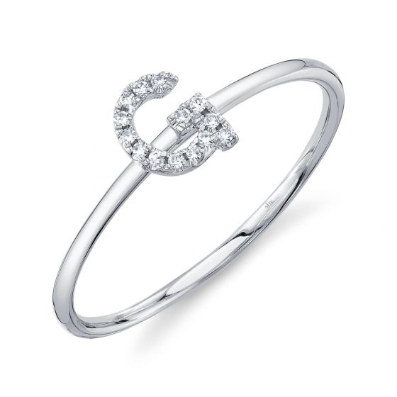 Shy Creation 14k Gold White 0.05Ct Diamond Ring - Initial G
