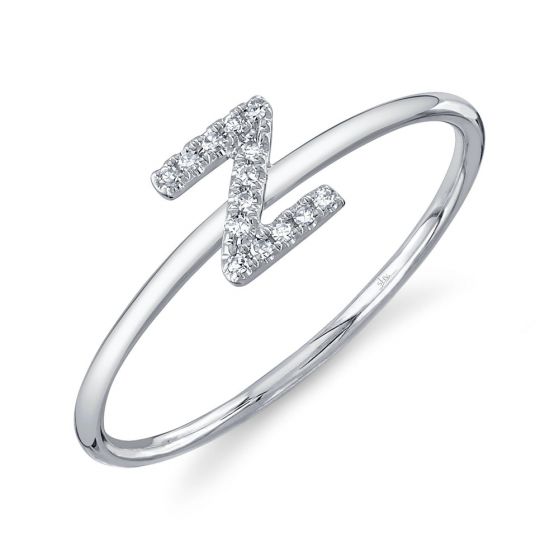 Shy Creation 14k Gold White 0.05Ct Diamond Ring - Initial Z
