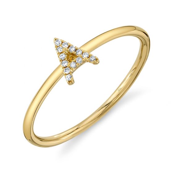 Shy Creation 14k Gold Yellow 0.04Ct Diamond Ring - Initial A