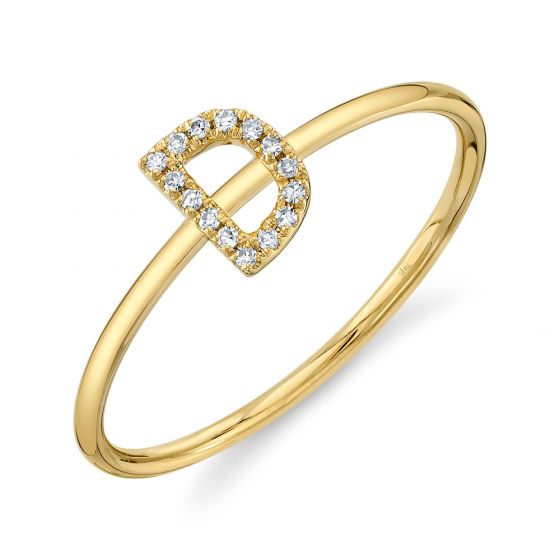 Shy Creation 14k Gold Yellow 0.05Ct Diamond Ring - Initial D