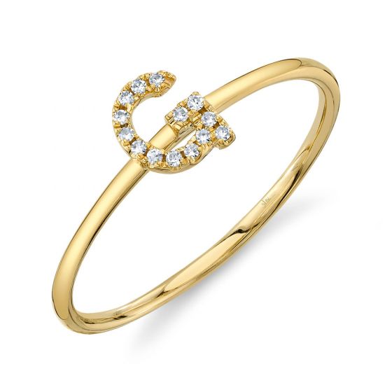 Shy Creation 14k Gold Yellow 0.05Ct Diamond Ring - Initial G