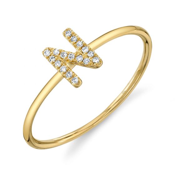 Shy Creation 14k Gold Yellow 0.05Ct Diamond Ring - Initial N