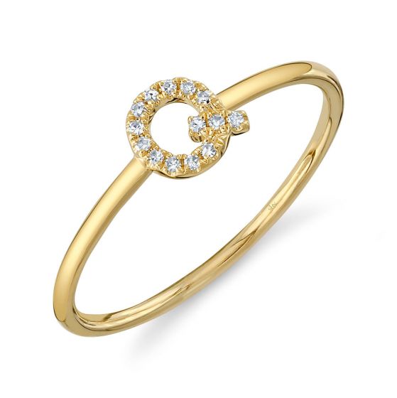Shy Creation 14k Gold Yellow 0.04Ct Diamond Ring - Initial Q