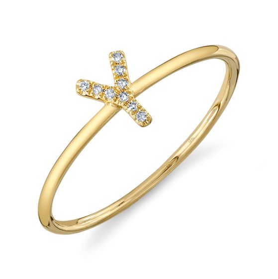 Shy Creation 14k Gold Yellow 0.03Ct Diamond Ring - Initial Y