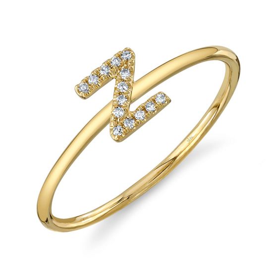 Shy Creation 14k Gold Yellow 0.05Ct Diamond Ring - Initial Z