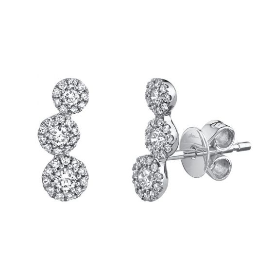 Shy Creation 14k Gold White 0.36Ct Diamond Stud Earring