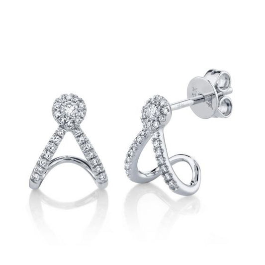 Shy Creation 14k Gold White 0.20Ct Diamond Earring