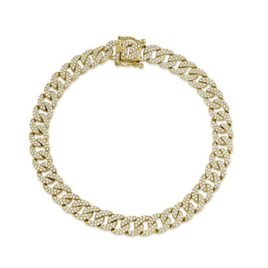 Shy Creation 14k Gold Yellow Havana 1.69 ct. Diamond Pave Link Bracelet