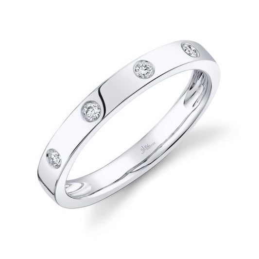 Shy Creation 14k Gold White 0.07Ct Diamond Band