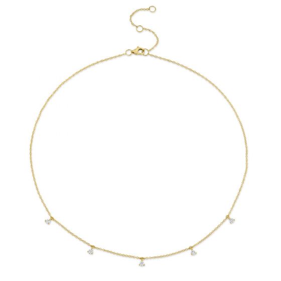Shy Creation 14k Gold Yellow 0.30Ct Diamond Necklace