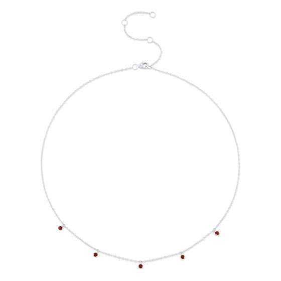Shy Creation 14k Gold White 0.36Ct Ruby Necklace