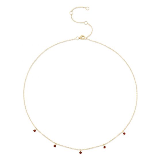 Shy Creation 14k Gold Yellow 0.36Ct Ruby Necklace