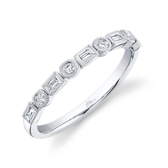 Shy Creation 14k Gold White 0.14Ct Diamond Band
