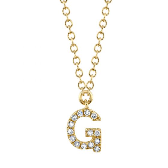 Shy Creation 14k Gold Yellow 0.05Ct Diamond Necklace - Initial G