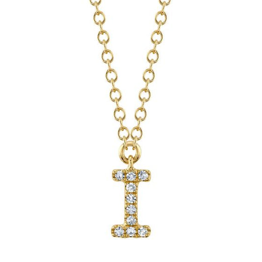 Shy Creation 14k Gold Yellow 0.03Ct Diamond Necklace - Initial I