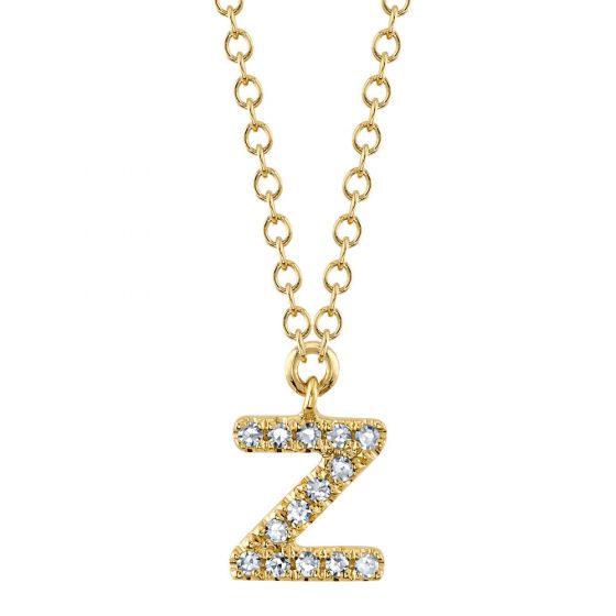 Shy Creation 14k Gold Yellow 0.04Ct Diamond Necklace - Initial Z