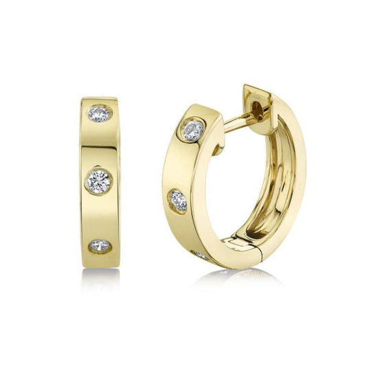 Shy Creation 14k Gold Yellow 0.11Ct Diamond Huggie Earring