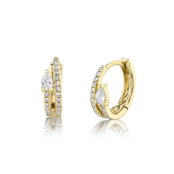 Shy Creation 14k Gold Yellow 0.19Ct Diamond Pear Huggie Earring