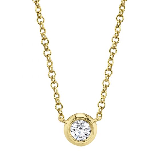 Shy Creation 14k Gold Yellow 0.20Ct Diamond Bezel Necklace