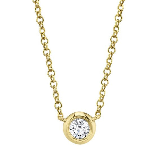 Shy Creation 14k Gold Yellow 0.20Ct Diamond Bezel Necklace