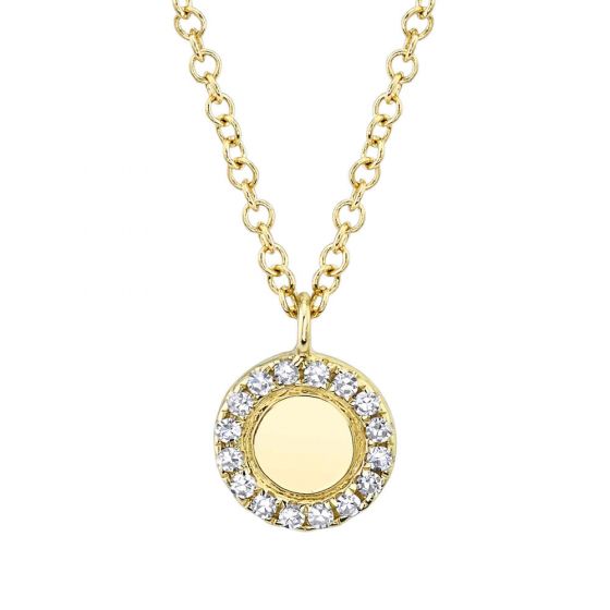Shy Creation 14k Gold Yellow 0.05Ct Diamond Necklace