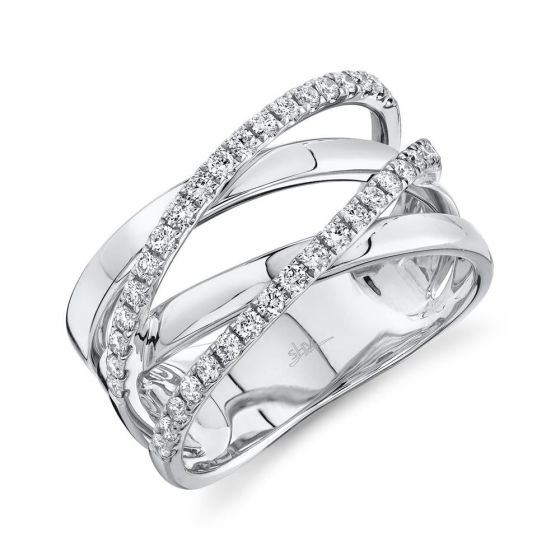 Shy Creation 14k Gold White 0.41Ct Diamond Bridge Ring