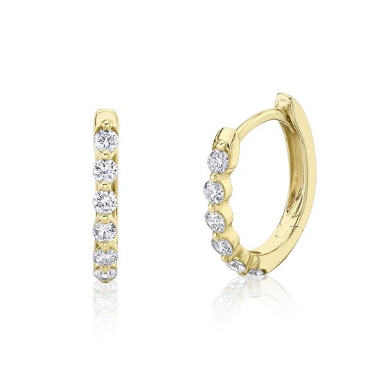 Shy Creation 14k Gold Yellow 0.26Ct Diamond Oval Huggie Earring