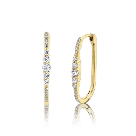Shy Creation 14k Gold Yellow 0.29Ct Diamond Oval Hoop Earring