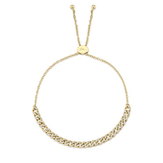 Shy Creation 14k Gold Yellow 0.36Ct Diamond Link Bolo Bracelet
