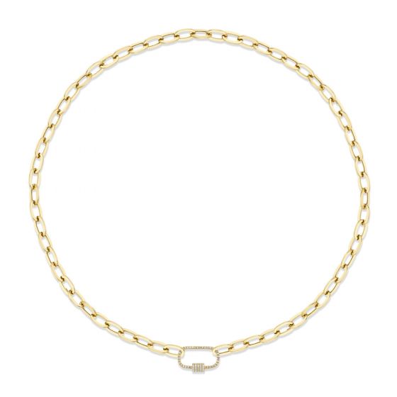 Shy Creation 14k Gold Yellow 0.23Ct Diamond Paper Clip Link Necklace