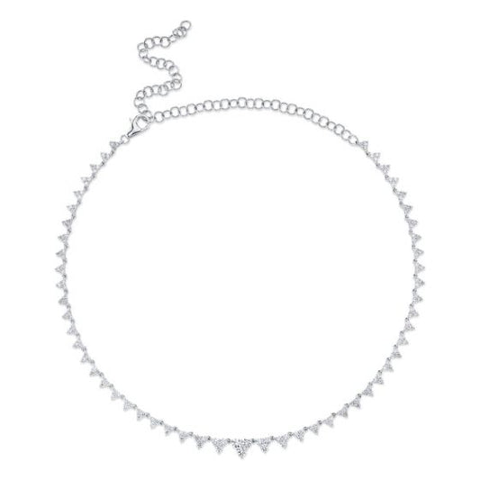 Shy Creation 14k Gold White 4.08Ct Diamond Necklace