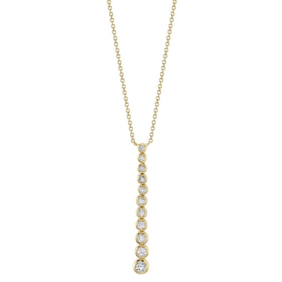 Shy Creation 14k Gold Yellow 0.37Ct Diamond Journey Bezel Necklace