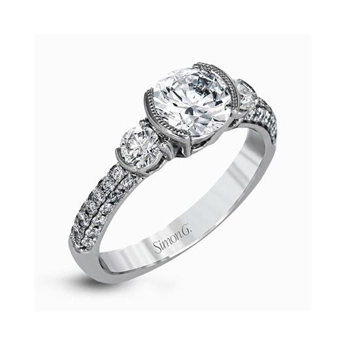 Simon G. 18k White Gold Diamond Engagement Ring