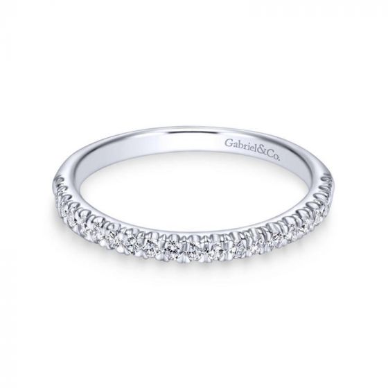 Gabriel & Co. 14k White Gold Contemporary Curved Wedding Band