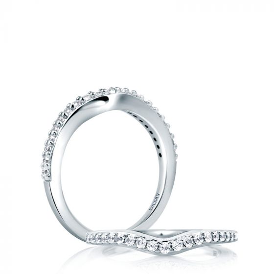 A. Jaffe V-Curved Diamond Pave Wedding Band
