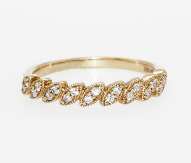 14K Yellow Gold Marquise Station Diamond Wedding Band