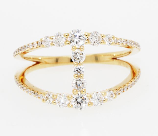 18K Yellow Gold Open Design Diamond Fashion Ring