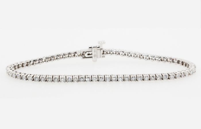 14K White Gold 2.00ct Diamond Line Tennis Bracelet, 7”