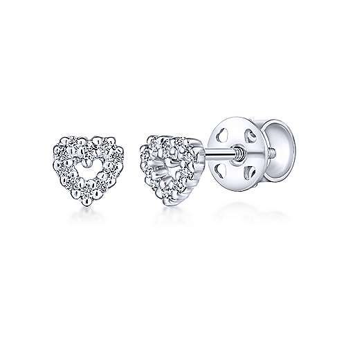 Gabriel & Co. 14K White Gold Open Heart Diamond Stud Earrings
