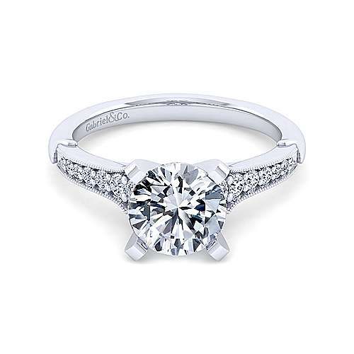Gabriel & Co. 14K White Gold Round Diamond Engagement Ring