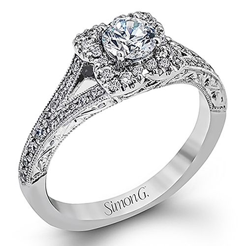 Simon G. 18k White Gold Engagement Ring