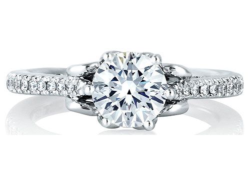 A. Jaffe 18k White Gold Designer Prong Set Engagement Ring
