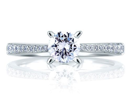 A. Jaffe 18k White Gold Cathedral Pave with Diamond Studded Engagement Ring