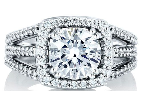 A. Jaffe 18k White Gold Show Stopper Halo Engagement Ring