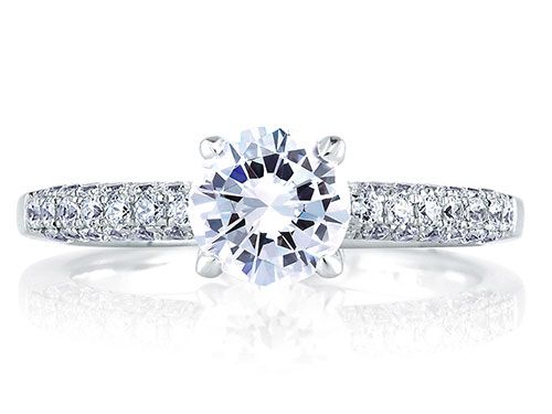 A. Jaffe 18k White Gold Classic French Pave Diamond Engagement Ring