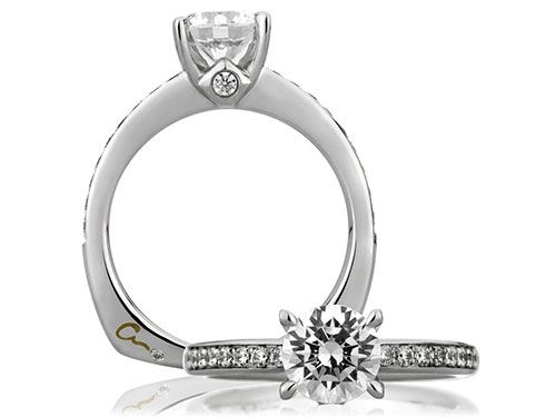 A. Jaffe 18k White Gold Signature Classic with Bezel Set Profile Diamond Engagement Ring