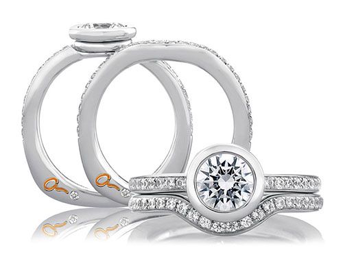 A. Jaffe 18k White Gold Perfect Fit Pave Signature Contour Diamond Wedding Band