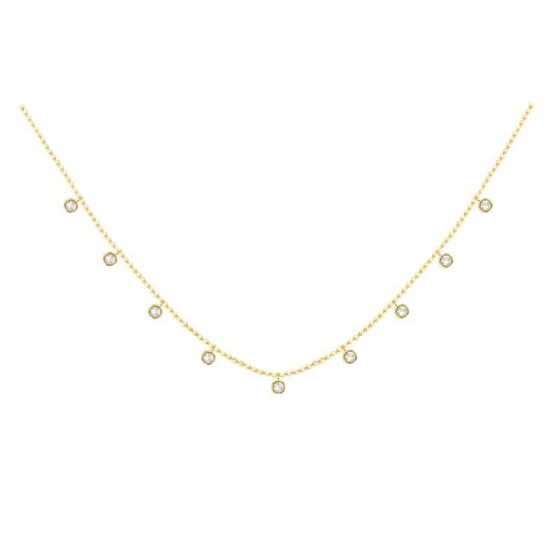 14K Yellow Gold Diamond Bezel Necklace