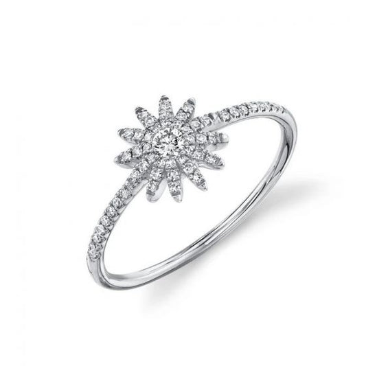 Shy Creation 14K Gold 0.20CT Diamond Starburst Ring