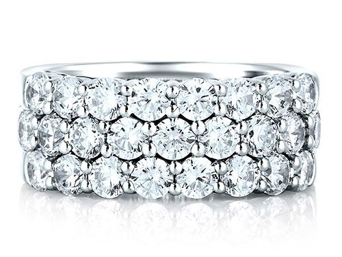 A. Jaffe 18k White Gold Three Row Shared Prong Diamond Anniversary Band